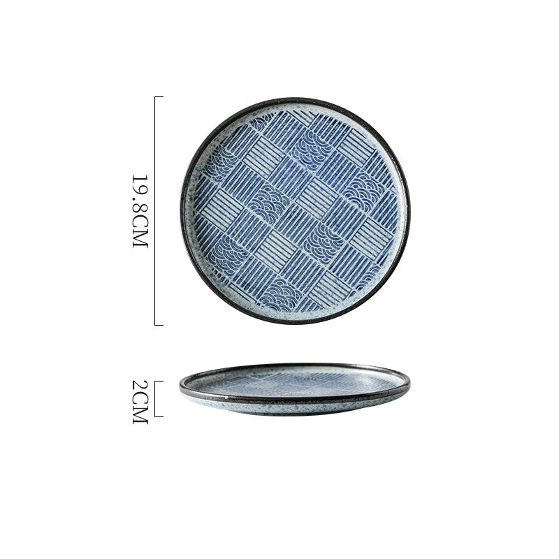 Assiette japonaise en céramique "Seigaiha"