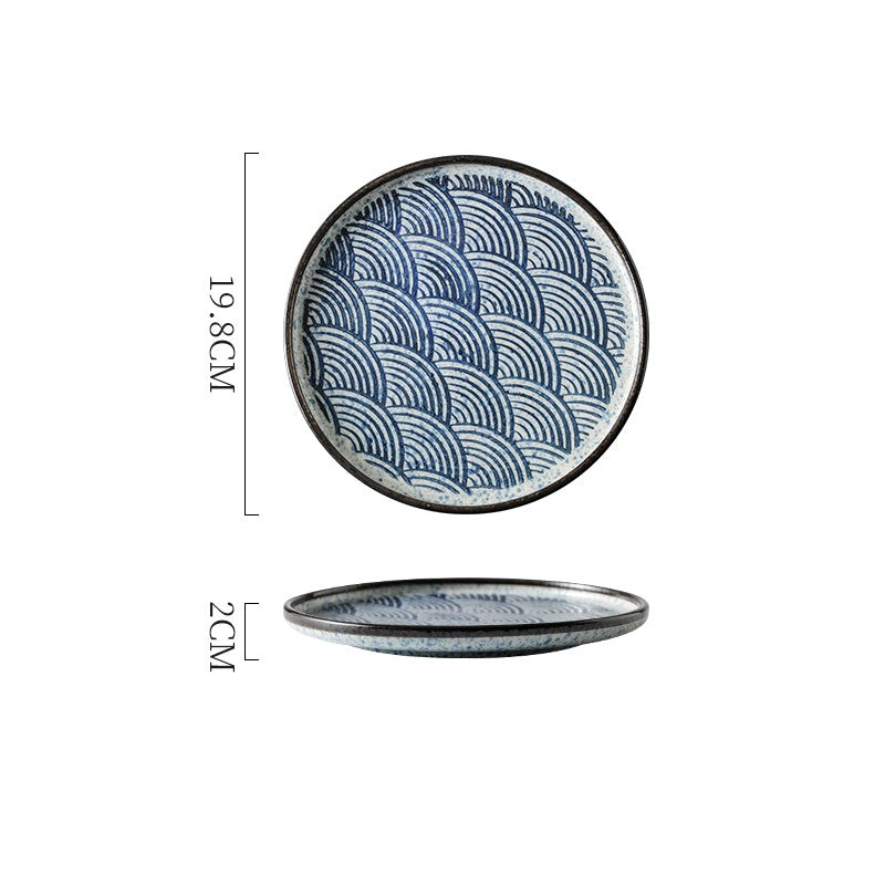 Assiette japonaise en céramique "Seigaiha"