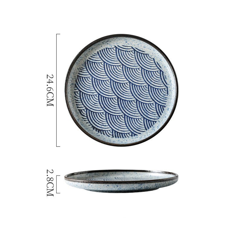 Assiette japonaise en céramique "Seigaiha"