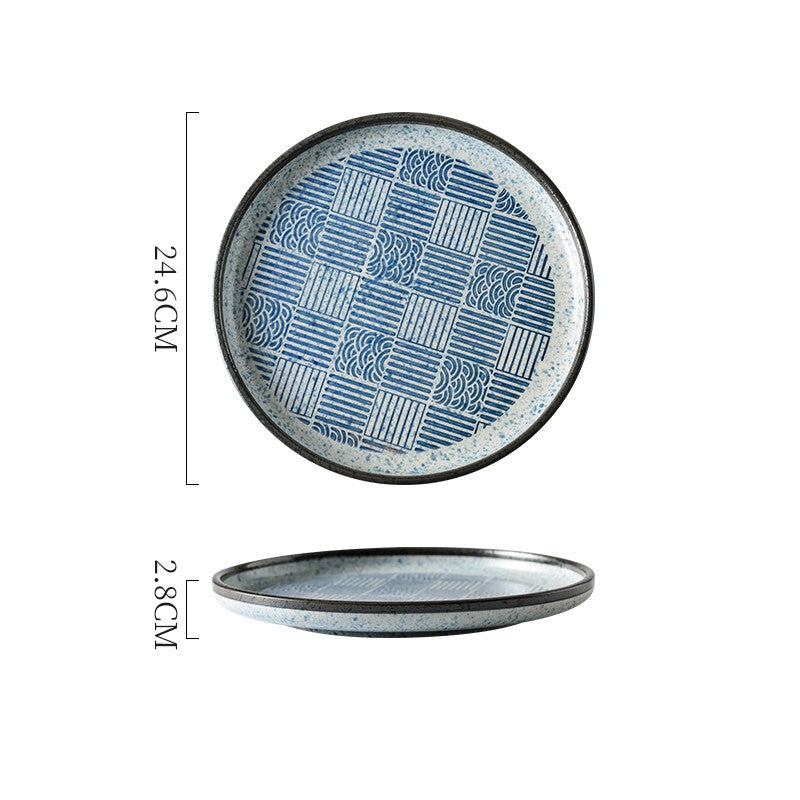 Assiette japonaise en céramique "Seigaiha"