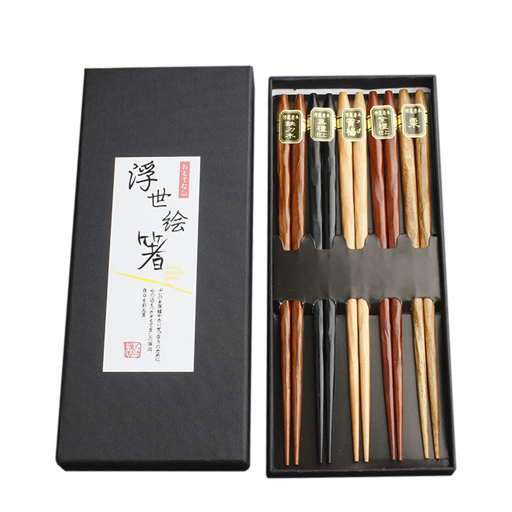 Coffret 5 baguettes collection « Kitakyushu » motif bois naturel