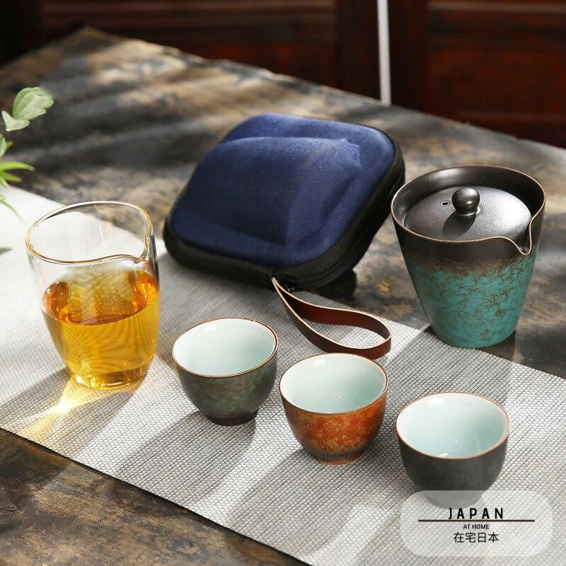 Service à Thé Japonais En Porcelaine – Motif Animalier Rose – Pour 4 Personnes (+14 Pièces)