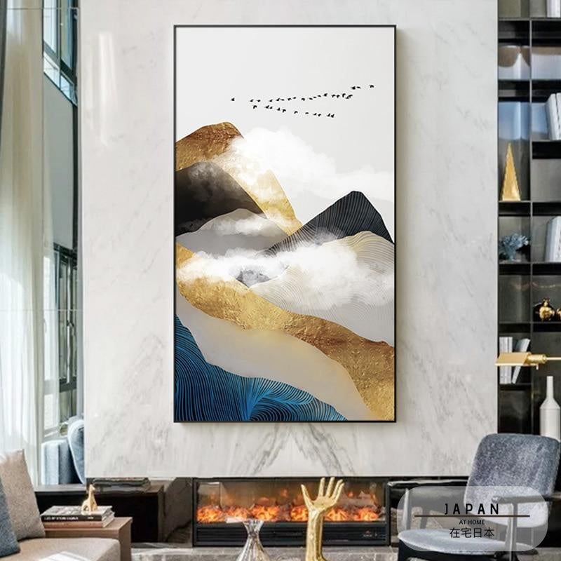 Affiche japonaise - Paysage abstrait, "Montagne dorée"