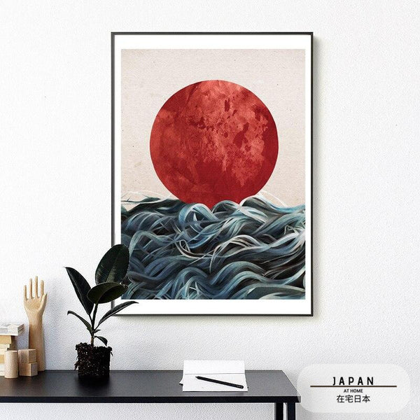 Affiche japonaise - Paysage Abstrait "Soleil levant"