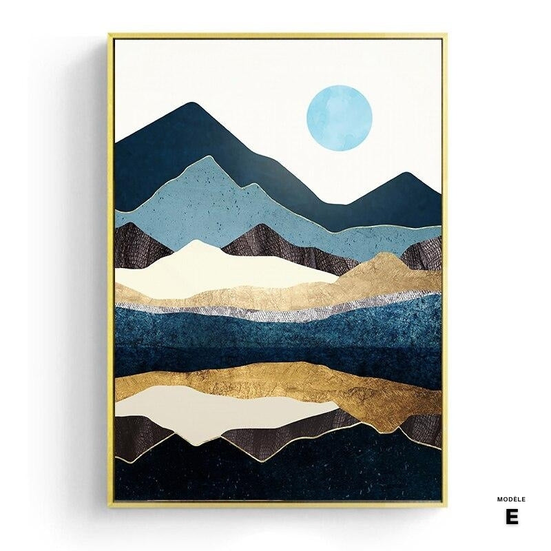 Affiche japonaise, paysage abstrait - « Soleil et lune »