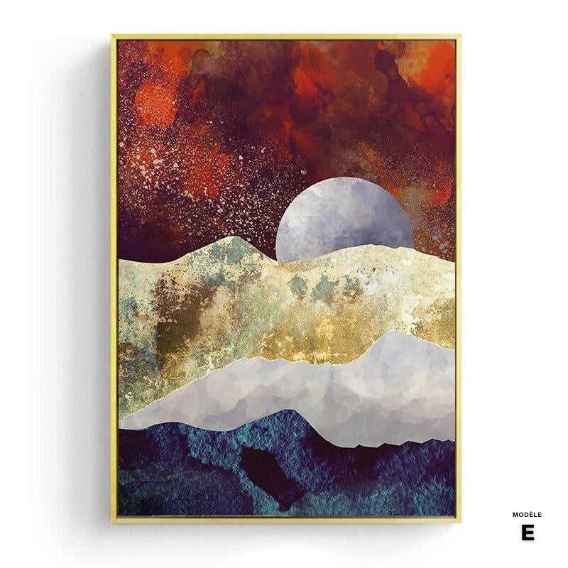 Affiche japonaise - Paysage abstrait, "Coucher de soleil"