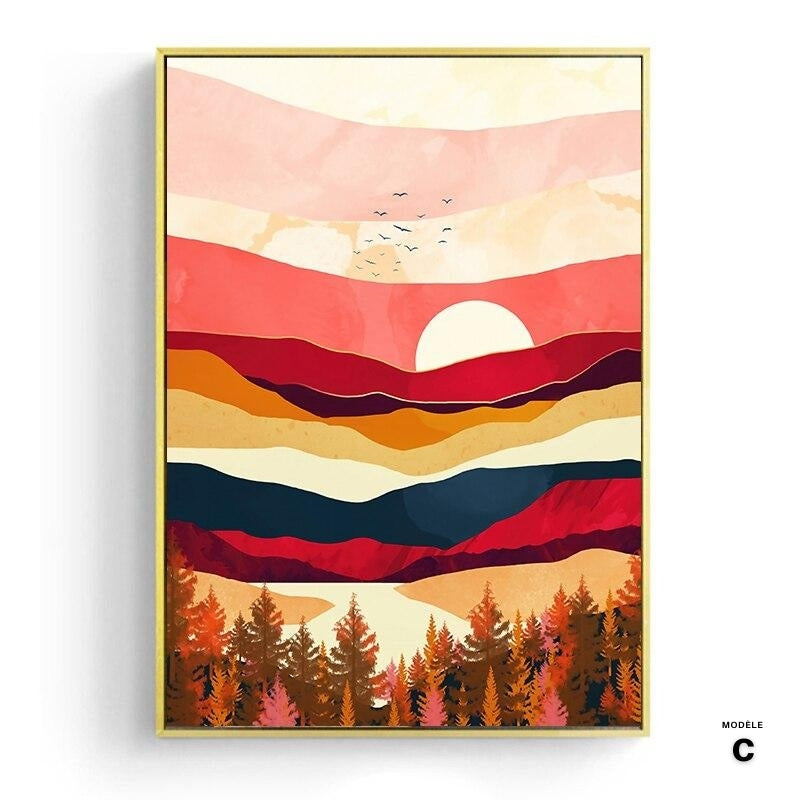 Affiche japonaise - Paysage abstrait, "Coucher de soleil"