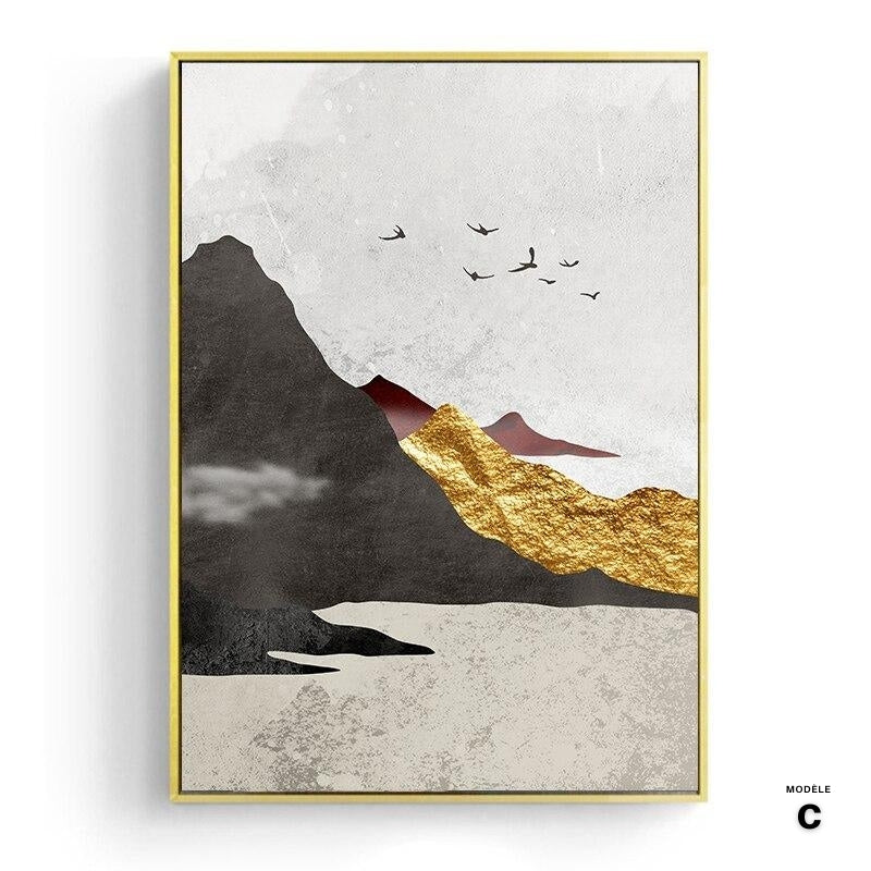 NOUVEAUTÉ || Affiche japonaise - Paysage géométrique, "Soleil d'or"