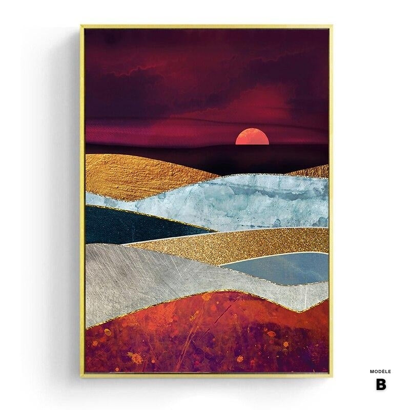 Affiche japonaise - Paysage abstrait, "Coucher de soleil"