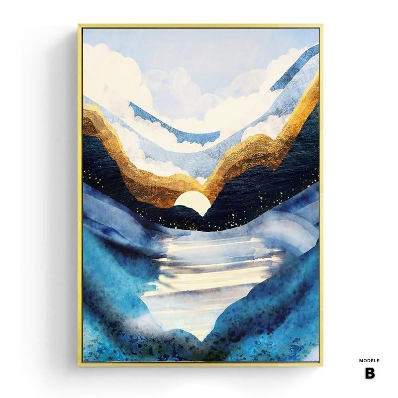 Affiche japonaise, paysage abstrait - « Soleil orange »