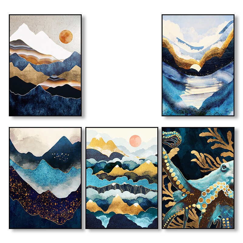 Affiche japonaise, paysage abstrait - « Soleil orange »