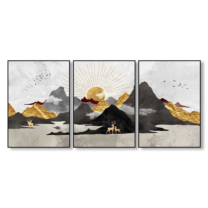 NOUVEAUTÉ || Affiche japonaise - Paysage géométrique, "Soleil d'or"