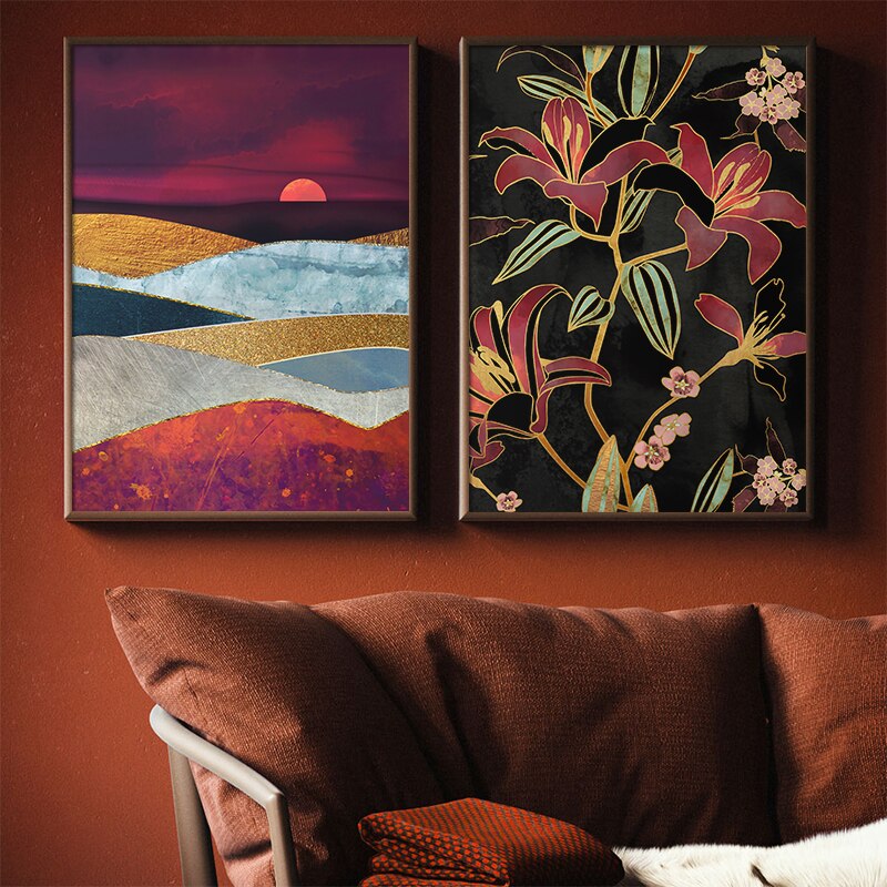 Affiche japonaise - Paysage abstrait, "Coucher de soleil"