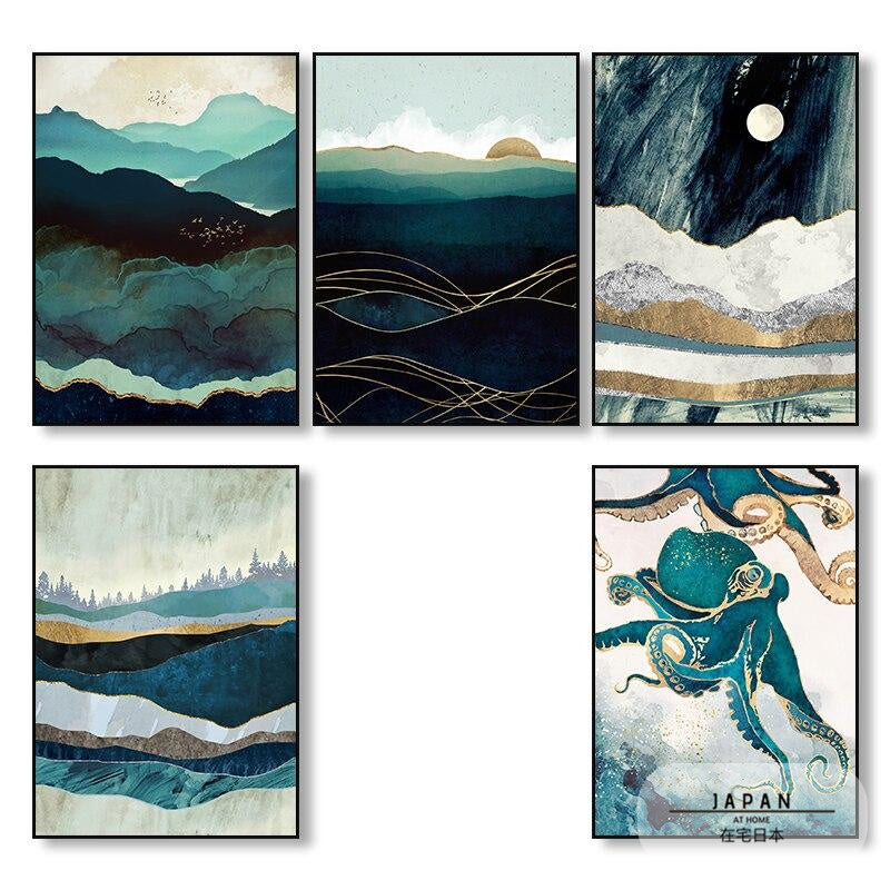Affiche japonaise, paysage abstrait - « Profondeurs de la mer »