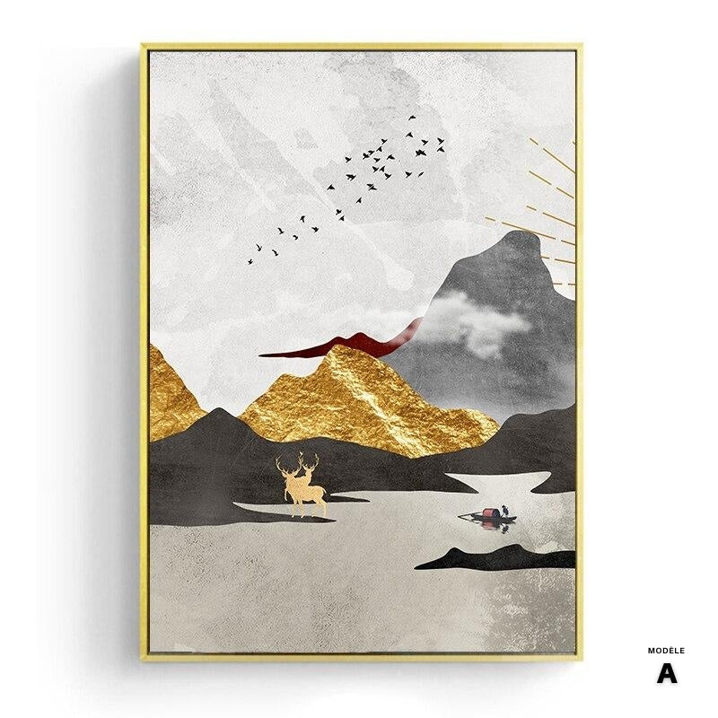 NOUVEAUTÉ || Affiche japonaise - Paysage géométrique, "Soleil d'or"