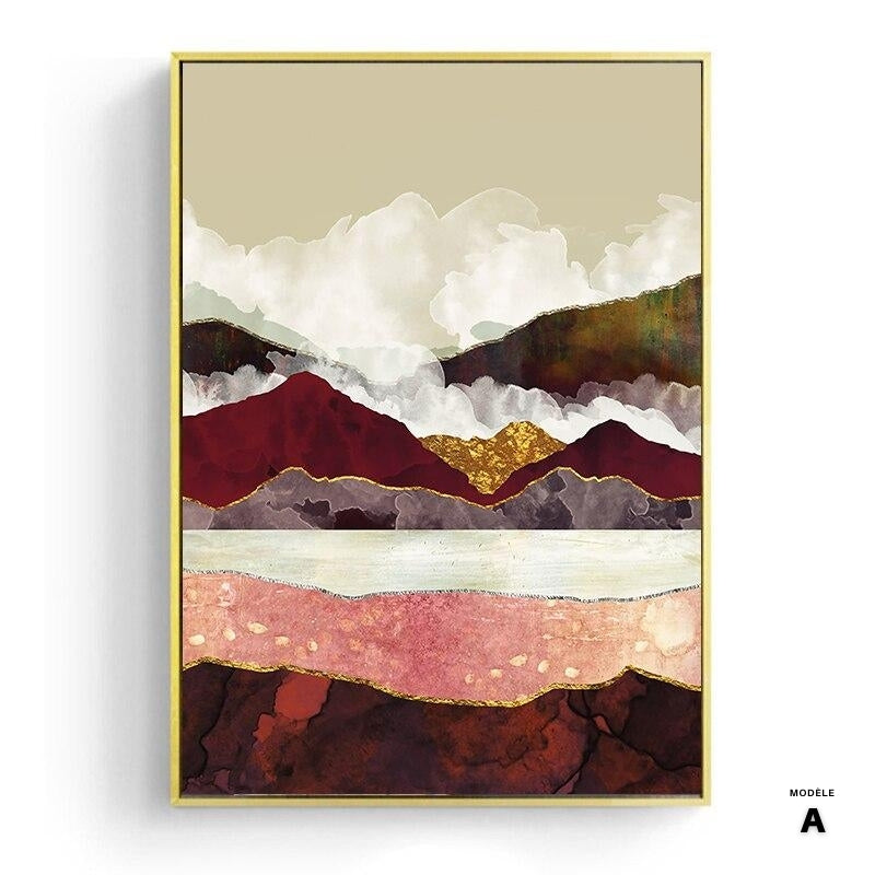 Affiche japonaise - Paysage abstrait, "Coucher de soleil"