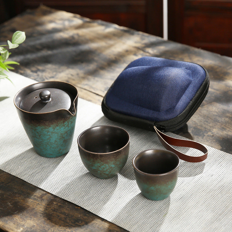 Service à thé japonais portable en céramique « Suou »