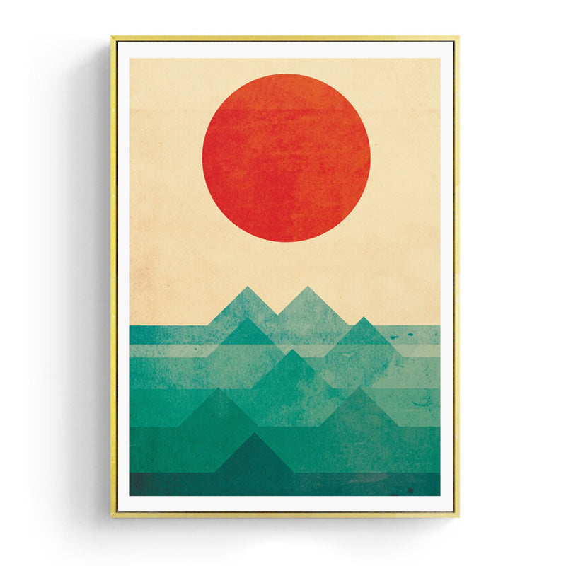 Affiche japonaise - Paysage abstrait, "Soleil sur la montagne"