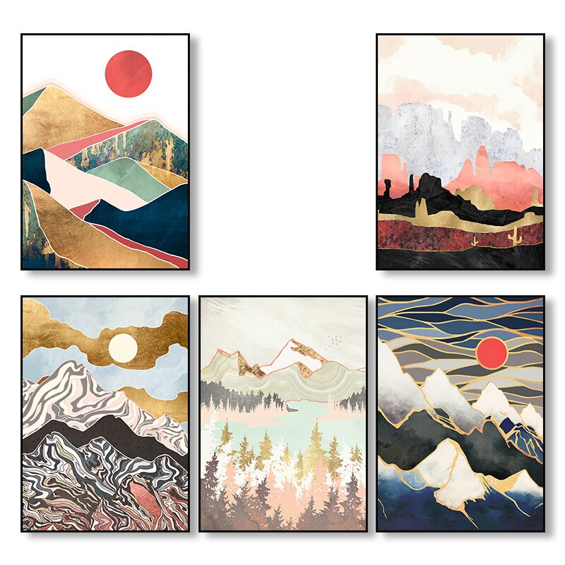 NOUVEAUTÉ || Affiche japonaise - Paysage abstrait, "Forêt dorée"