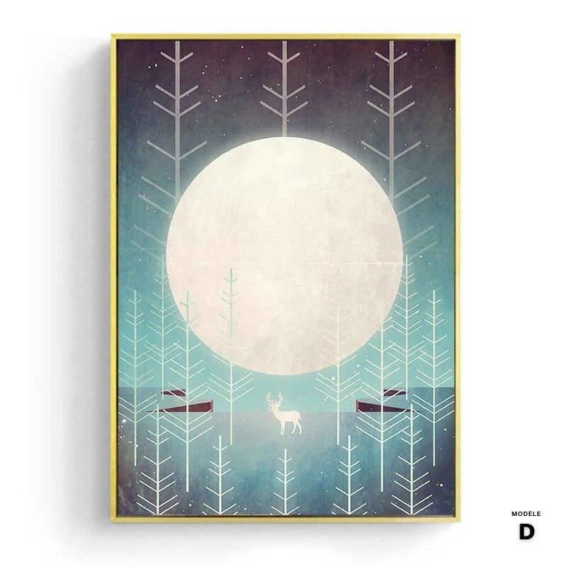 Affiche japonaise - Paysage abstrait, "Lune sur la montagne"