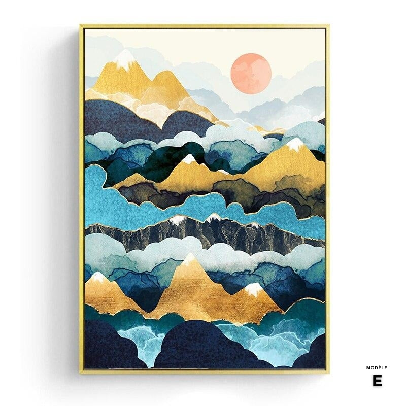 Affiche japonaise, paysage abstrait - « Soleil orange »