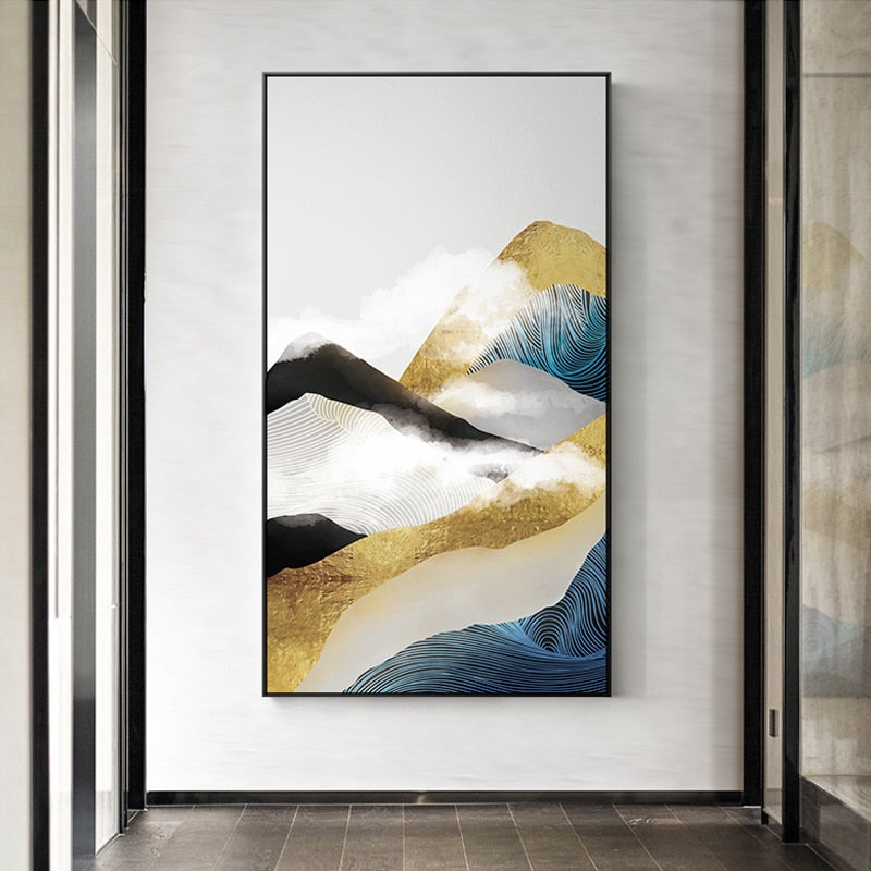 Affiche japonaise - Paysage abstrait, "Montagne dorée"