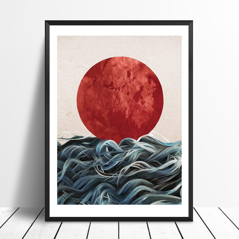 Affiche japonaise - Paysage Abstrait "Soleil levant"