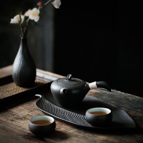 Plateau à thé japonais moderne « Modèle feuille »