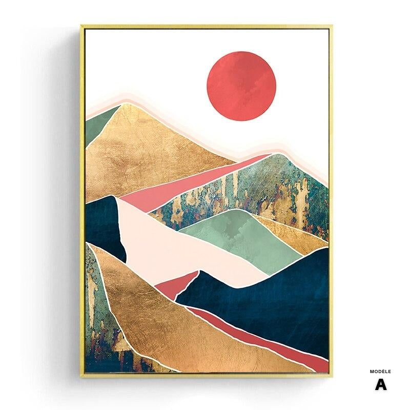 NOUVEAUTÉ || Affiche japonaise - Paysage abstrait, "Forêt dorée"